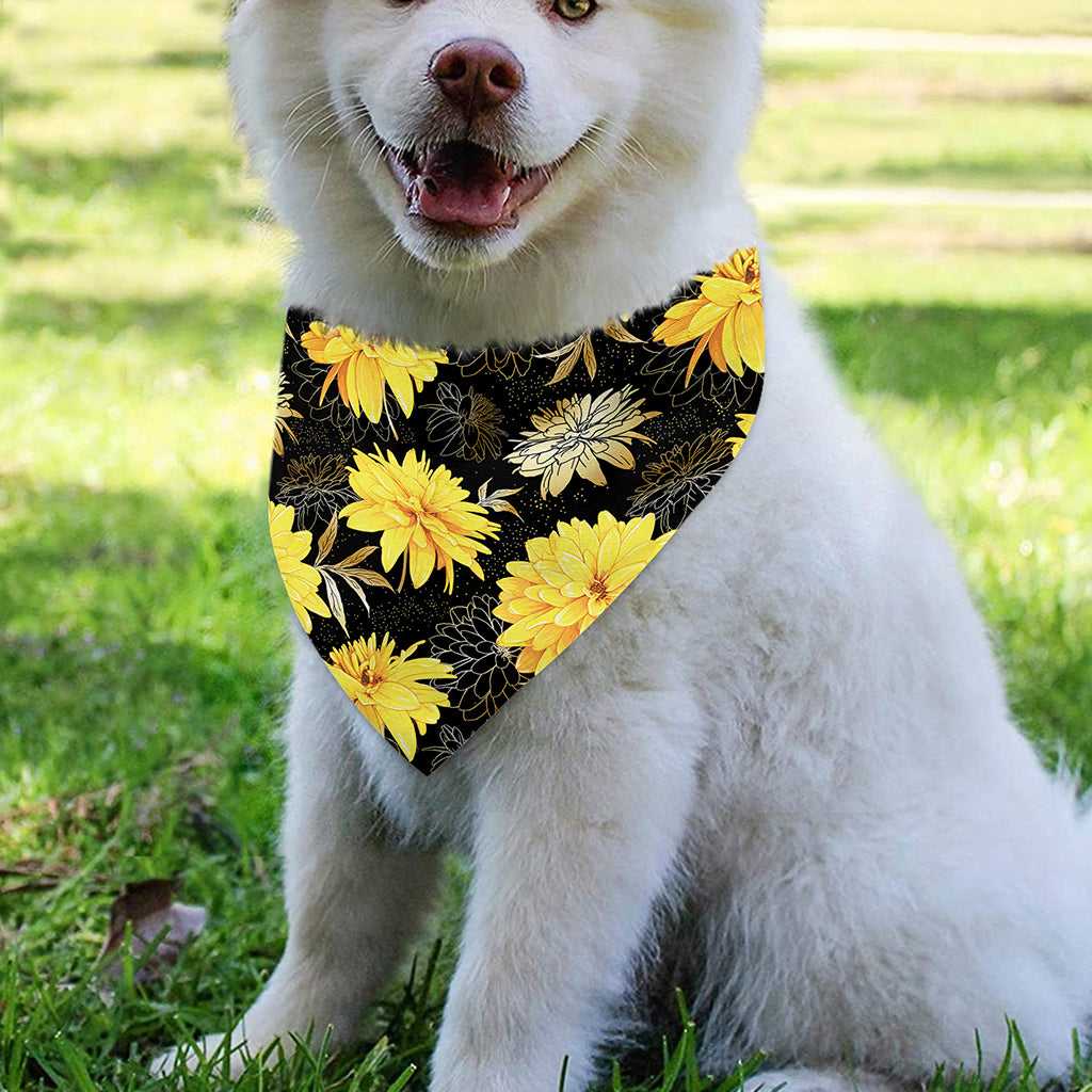 Gold And Yellow Floral Print Over The Collar Dog Bandana