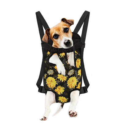 Gold And Yellow Floral Print Pet Carrier Backpack