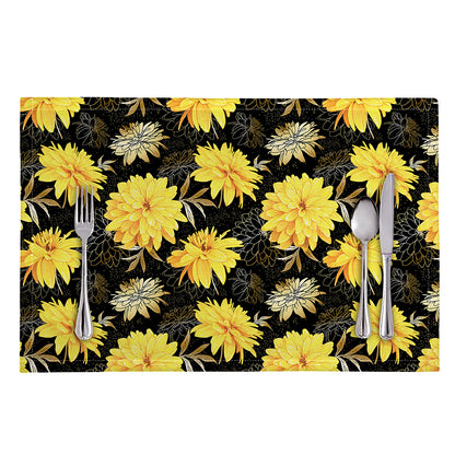 Gold And Yellow Floral Print Placemat