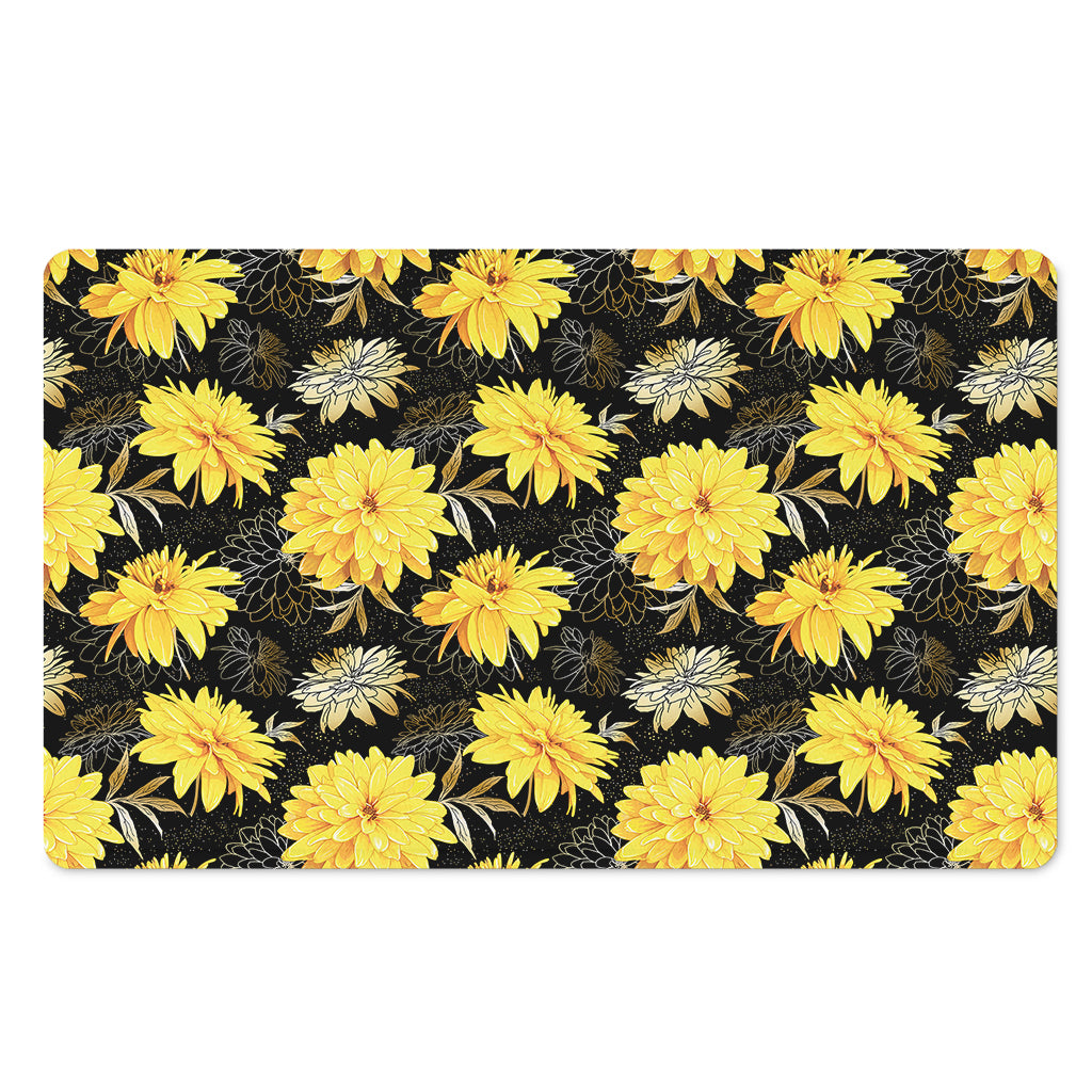 Gold And Yellow Floral Print Polyester Doormat