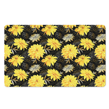 Gold And Yellow Floral Print Polyester Doormat