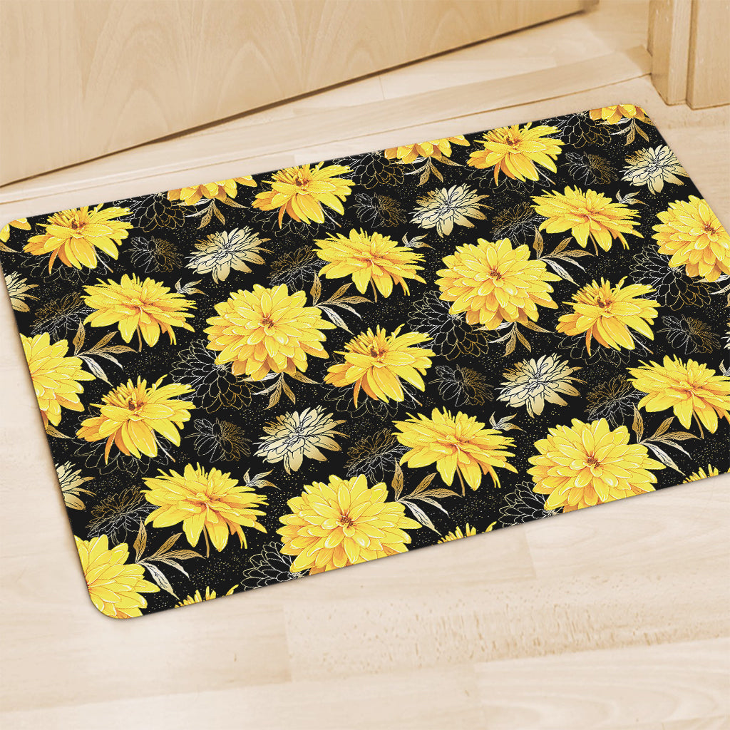 Gold And Yellow Floral Print Polyester Doormat