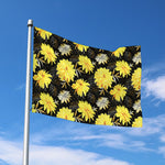 Gold And Yellow Floral Print Polyester Flag