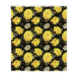 Gold And Yellow Floral Print Polyester Shower Curtain