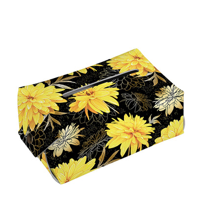 Gold And Yellow Floral Print Rectangle Tissue Box Cover