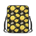 Gold And Yellow Floral Print Rectangular Crossbody Bag