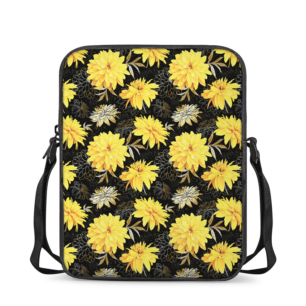 Gold And Yellow Floral Print Rectangular Crossbody Bag