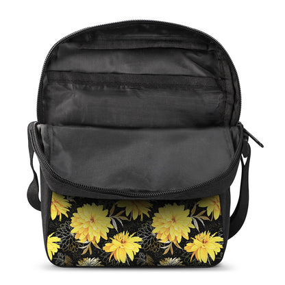 Gold And Yellow Floral Print Rectangular Crossbody Bag