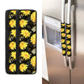 Gold And Yellow Floral Print Refrigerator Handle Covers