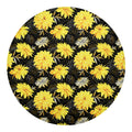 Gold And Yellow Floral Print Round Blanket