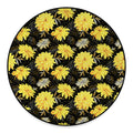 Gold And Yellow Floral Print Round Floor Mat
