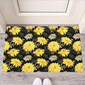 Gold And Yellow Floral Print Rubber Doormat