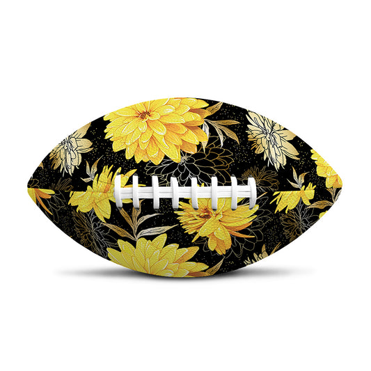 Gold And Yellow Floral Print Rugby Ball