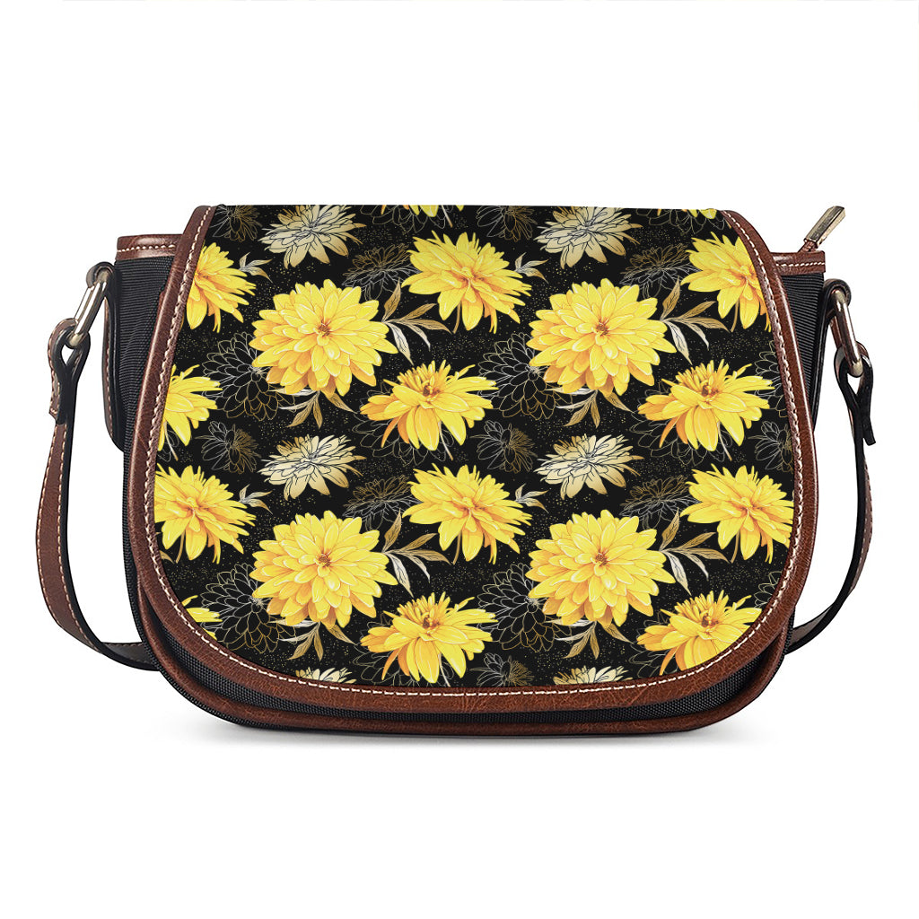 Gold And Yellow Floral Print Saddle Bag