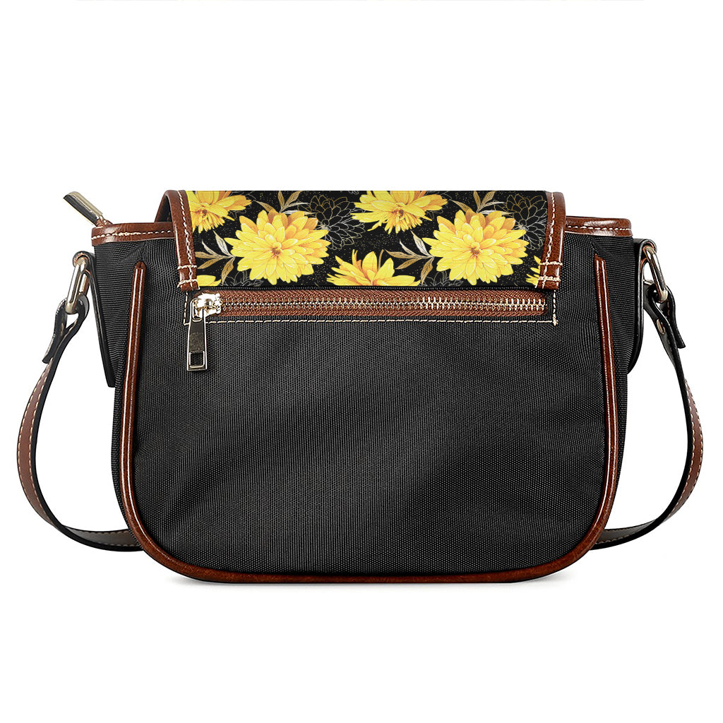 Gold And Yellow Floral Print Saddle Bag