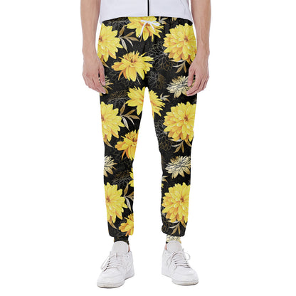 Gold And Yellow Floral Print Scuba Joggers