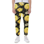 Gold And Yellow Floral Print Scuba Joggers