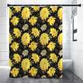 Gold And Yellow Floral Print Shower Curtain