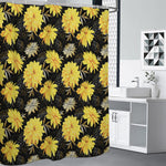Gold And Yellow Floral Print Shower Curtain