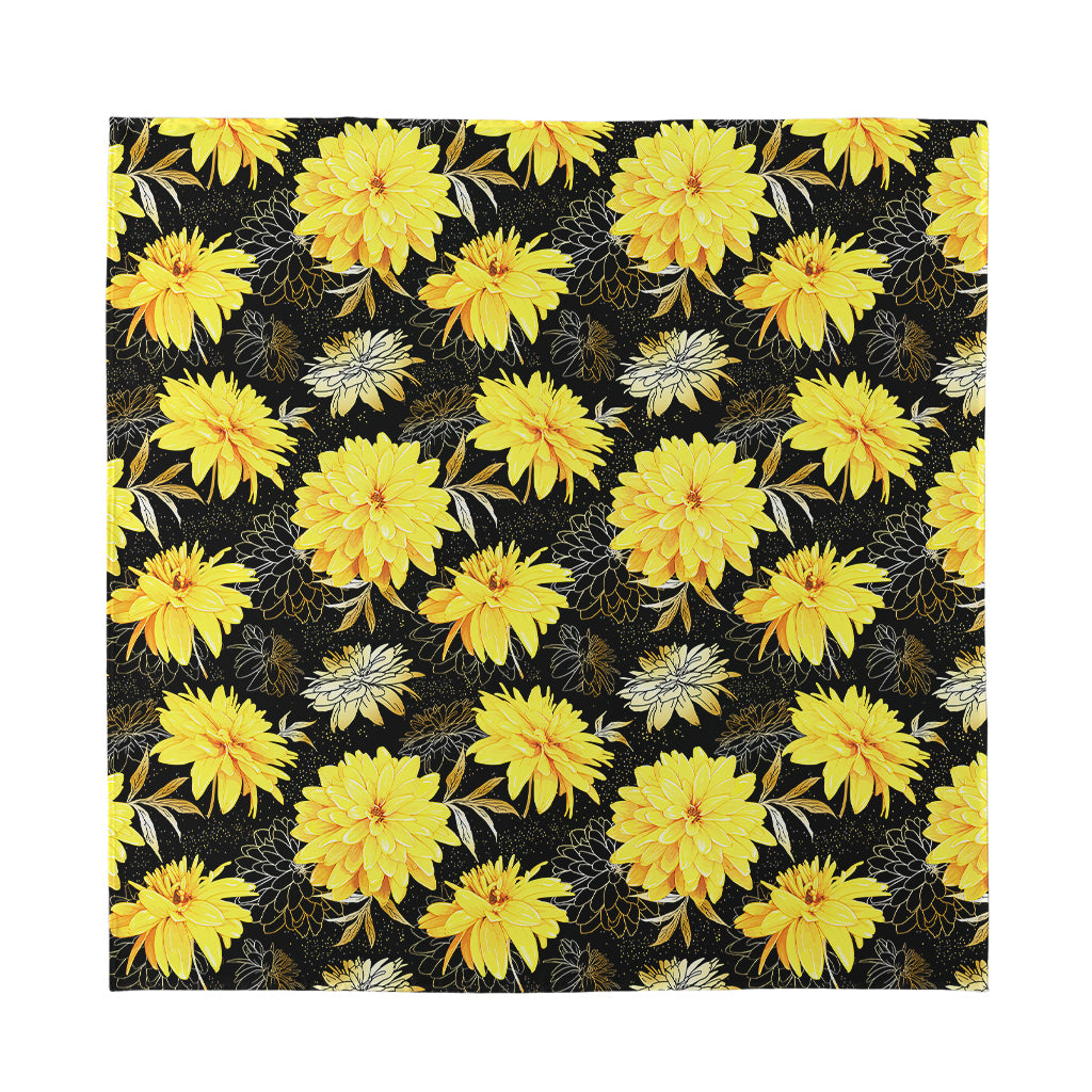 Gold And Yellow Floral Print Silk Bandana