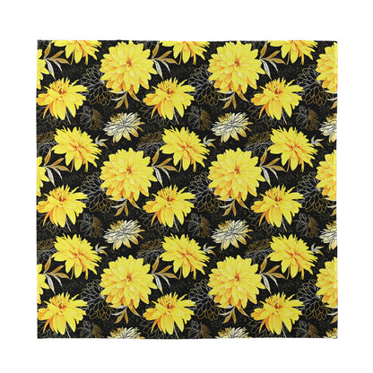 Gold And Yellow Floral Print Silk Bandana