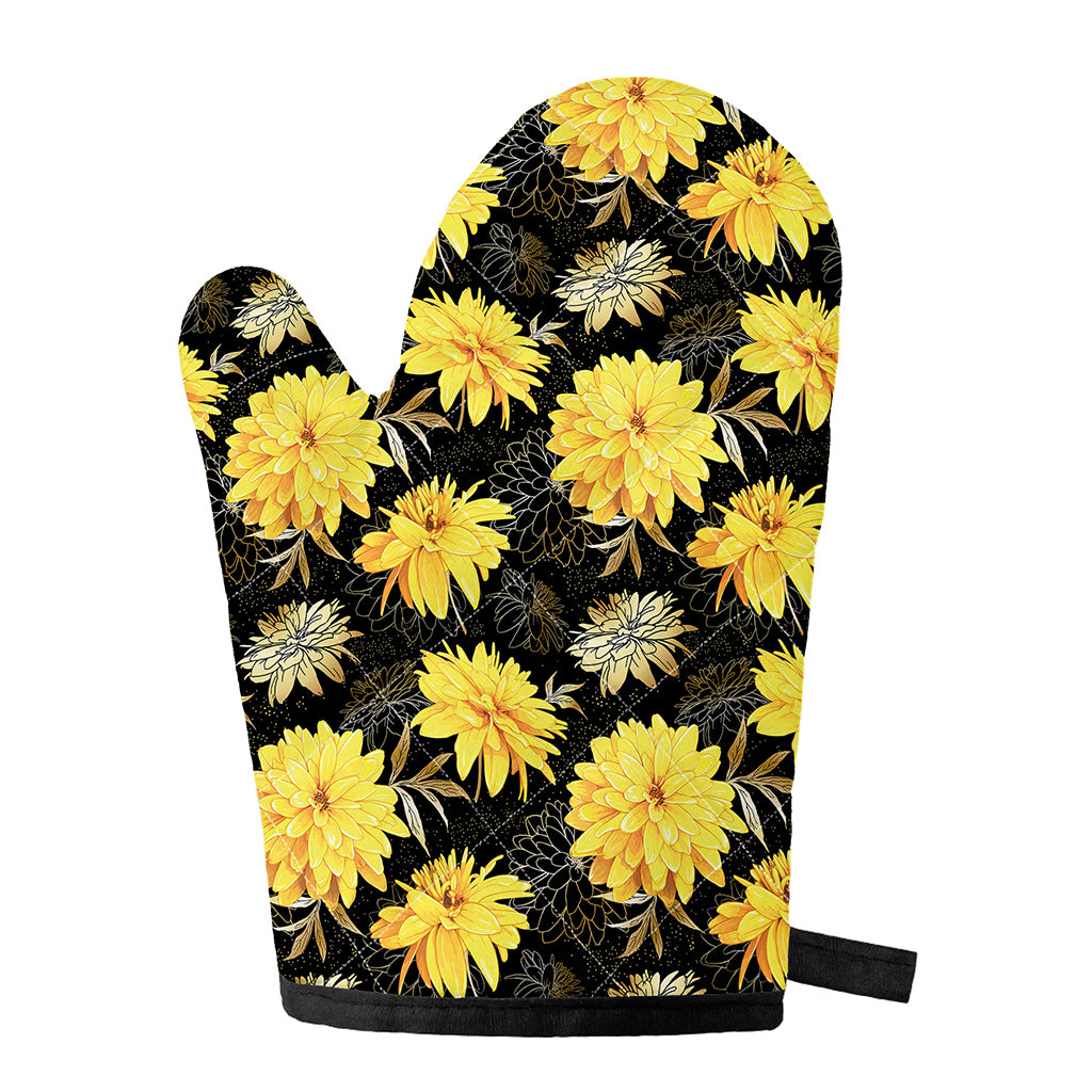 Gold And Yellow Floral Print Single Oven Mitt