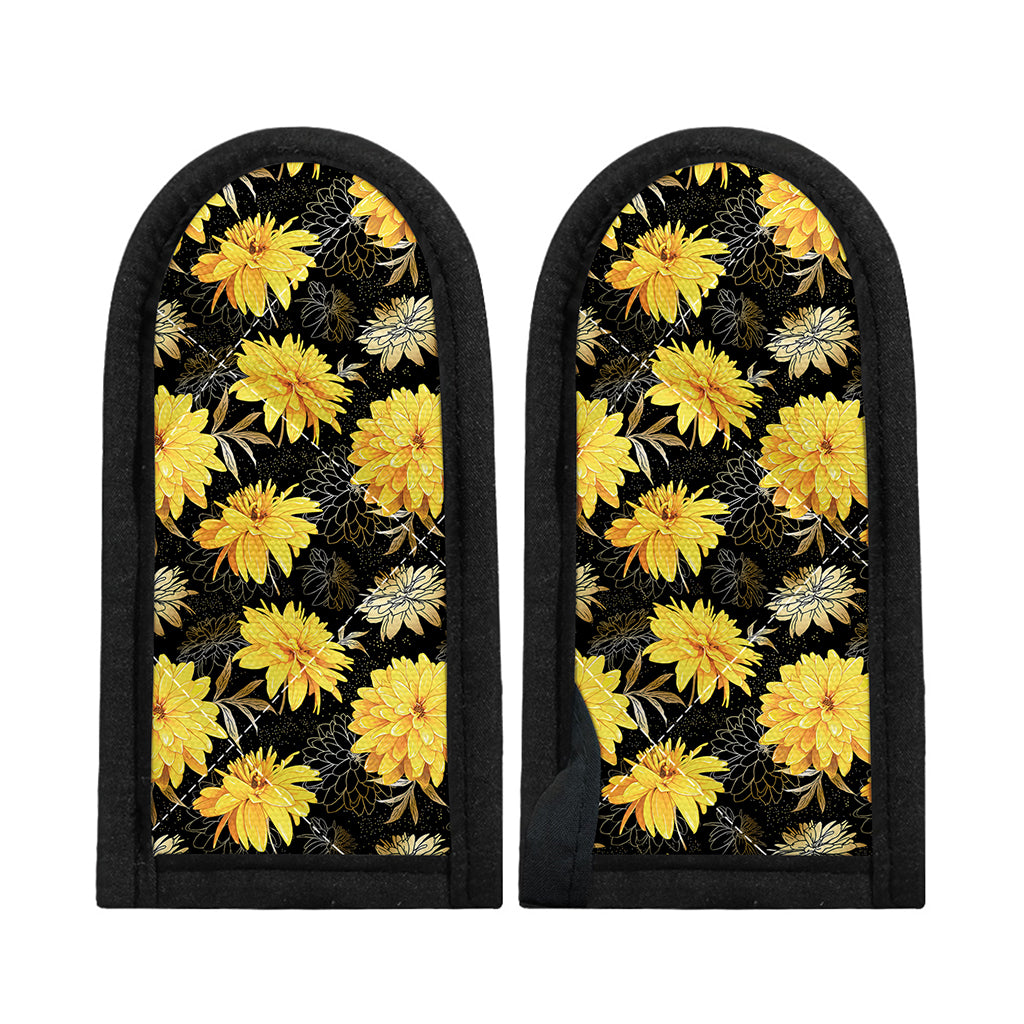 Gold And Yellow Floral Print Skillet Handle Cover