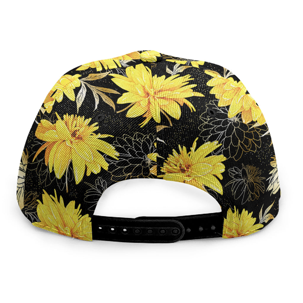 Gold And Yellow Floral Print Snapback Cap