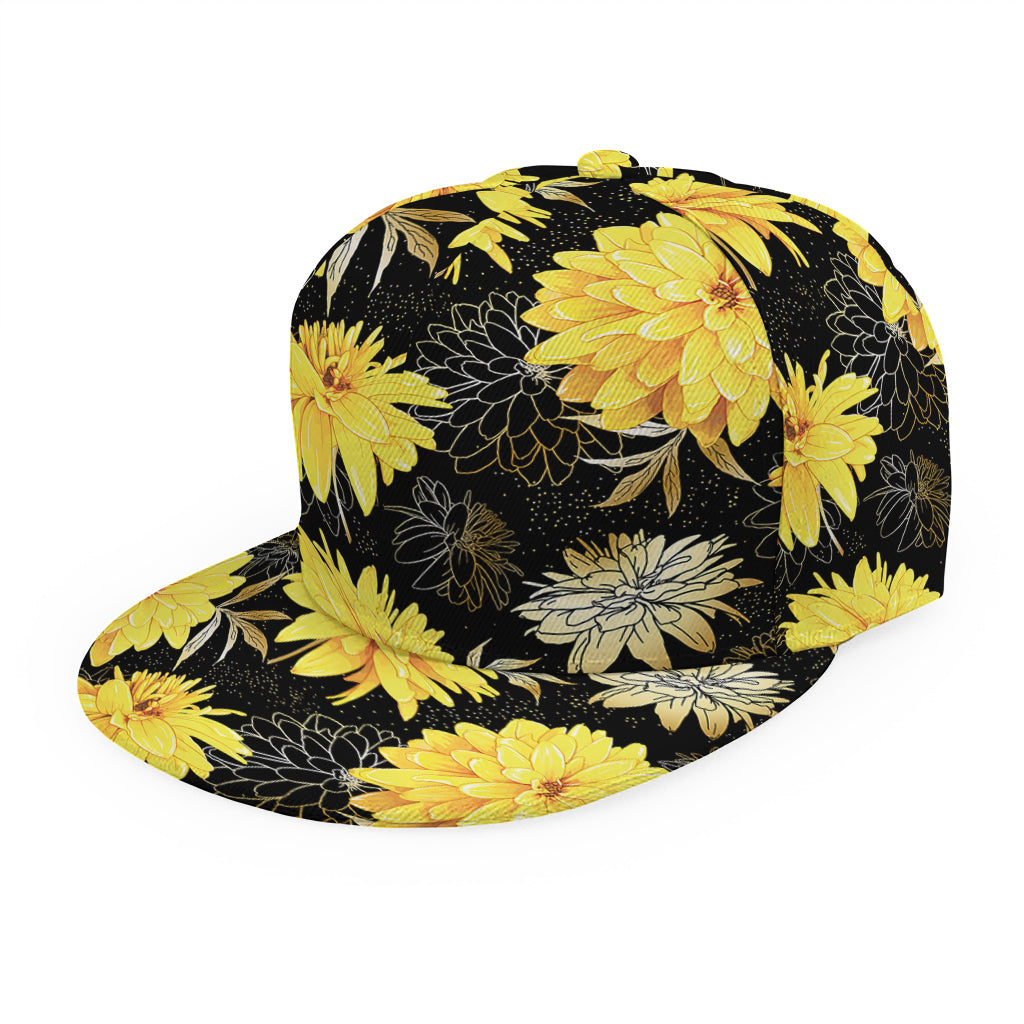 Gold And Yellow Floral Print Snapback Cap
