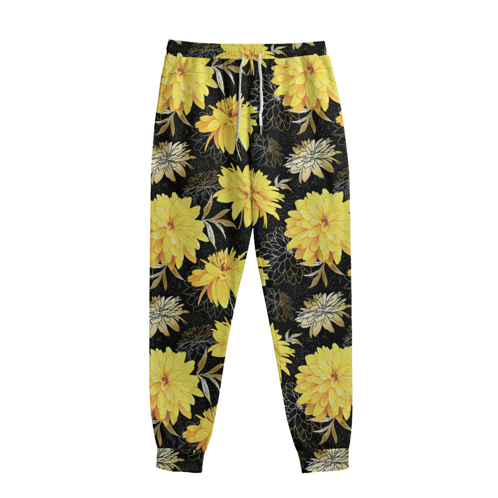 Gold And Yellow Floral Print Sweatpants