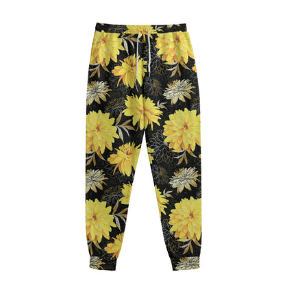 Gold And Yellow Floral Print Sweatpants