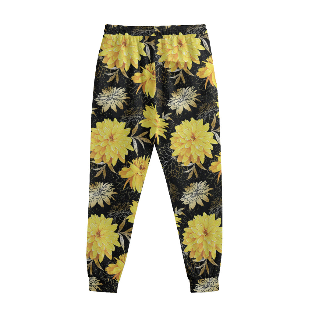 Gold And Yellow Floral Print Sweatpants