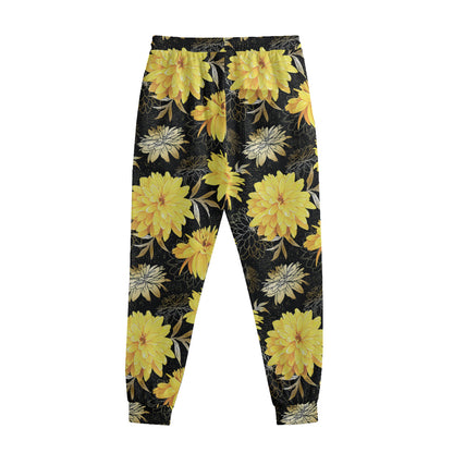 Gold And Yellow Floral Print Sweatpants
