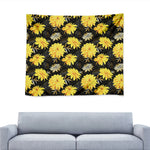 Gold And Yellow Floral Print Tapestry