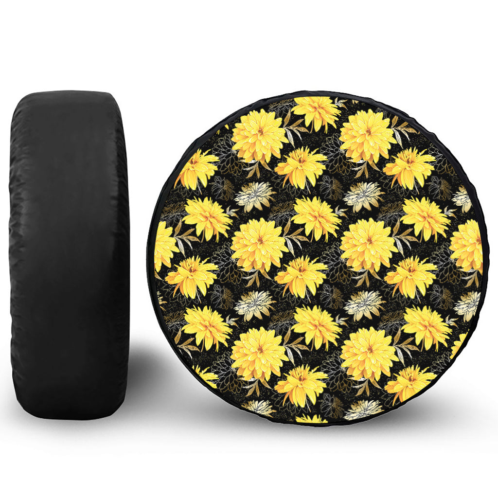 Gold And Yellow Floral Print Tire Cover