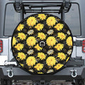 Gold And Yellow Floral Print Tire Cover With Camera Hole