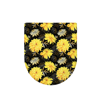 Gold And Yellow Floral Print Toilet Lid Cover