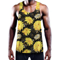 Gold And Yellow Floral Print Men's Workout Tank Top