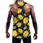 Gold And Yellow Floral Print Training Tank Top