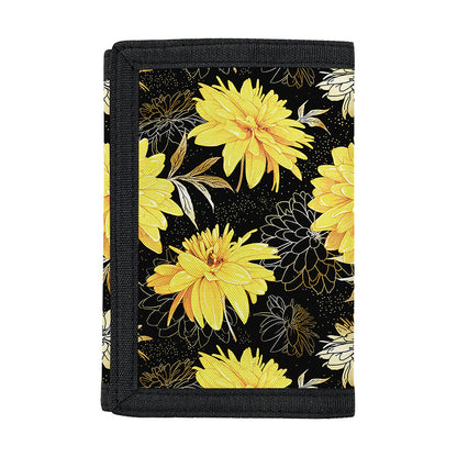 Gold And Yellow Floral Print Trifold Wallet