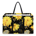 Gold And Yellow Floral Print Utility Tote Bag