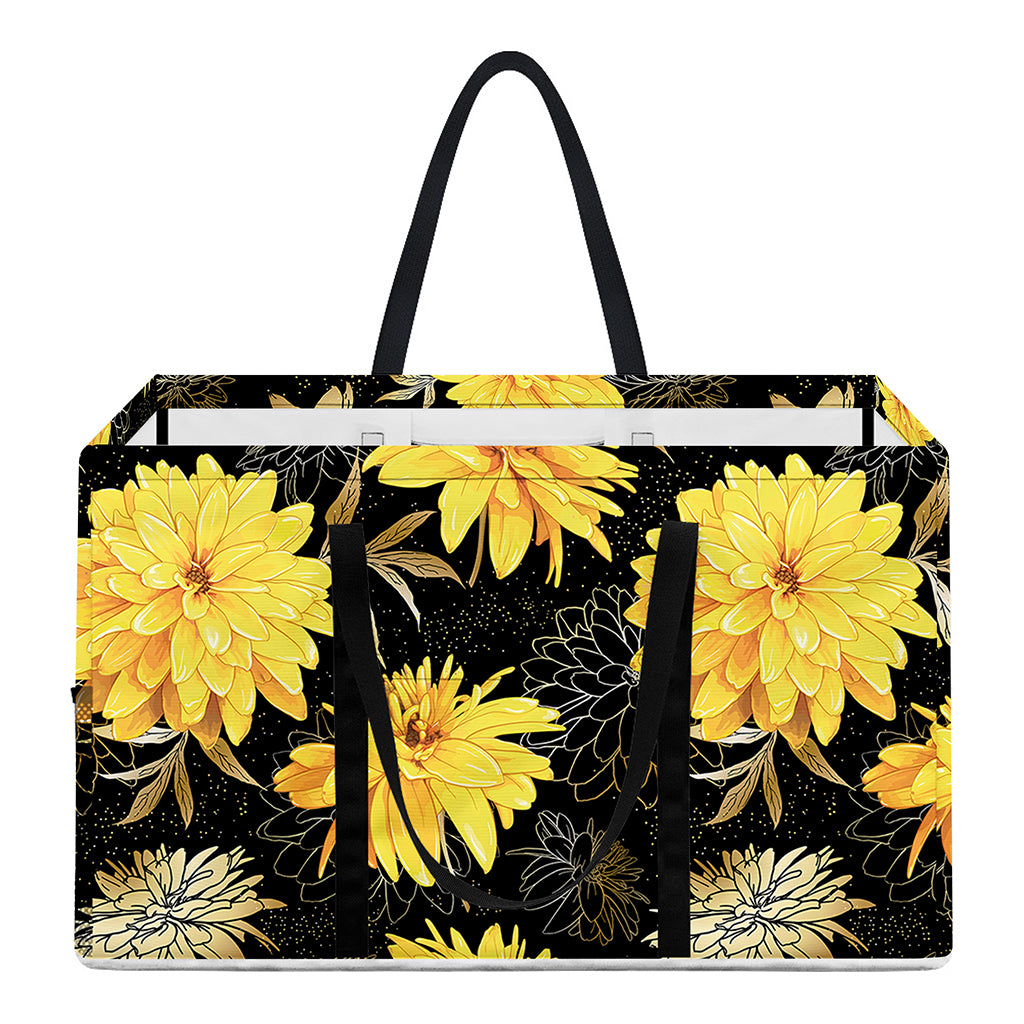Gold And Yellow Floral Print Utility Tote Bag