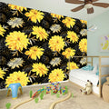 Gold And Yellow Floral Print Wall Sticker