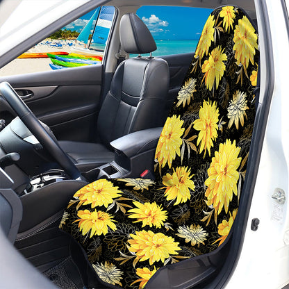 Gold And Yellow Floral Print Waterproof Car Seat Cover