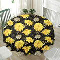 Gold And Yellow Floral Print Waterproof Round Tablecloth