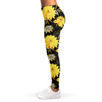 Gold And Yellow Floral Print Women's Leggings