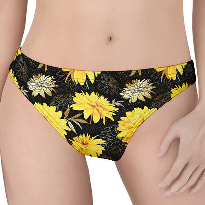 Gold And Yellow Floral Print Women's Thong