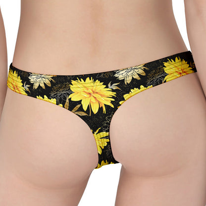 Gold And Yellow Floral Print Women's Thong