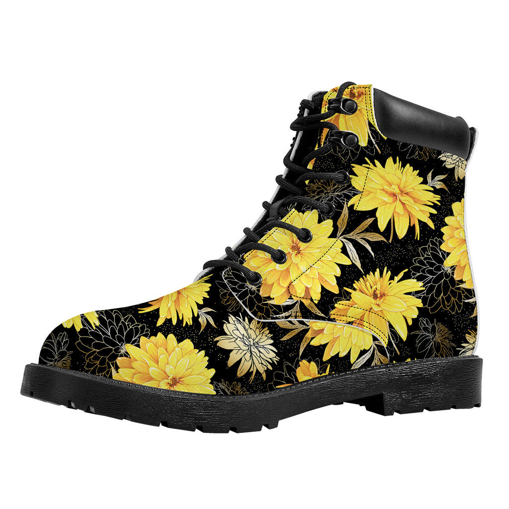 Gold And Yellow Floral Print Work Boots
