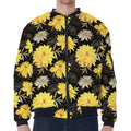 Gold And Yellow Floral Print Zip Sleeve Bomber Jacket